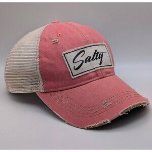 Salty Distressed Baseball Cap Trucker Hat Mesh Back Snapback Pink Beach Vibes